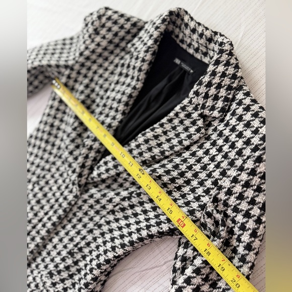 Zara Houndstooth Blazer Mini Dress Tailored Welt Pocket Sz S Retro Glam Core - Picture 8 of 16